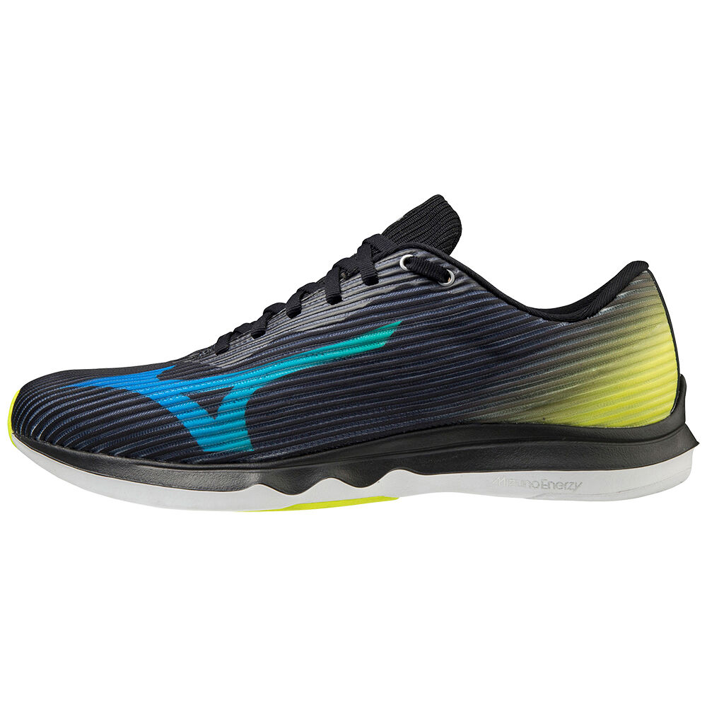 Sapatilhas Running Mizuno Wave Shadow 4 - Homem - Pretas/Azuis/Amarelas - MVBDA0917